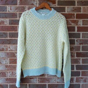 Vintage Italian Cocogio lightweight pastel blue/yellow sweater Size L runs small